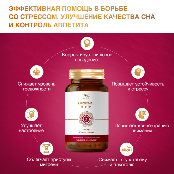 Липосомальный 5-НТР, Liposomal Vitamins, капсулы, 90 шт.