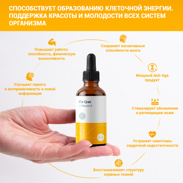 Коэнзим Q10 (убихинон) + Витамин E Liposomal Vitamins жидкость 50 мл