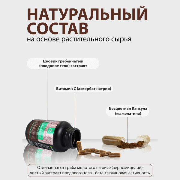 Концентрат «Ежовик Гребенчатый» Простые решения 60 капсул