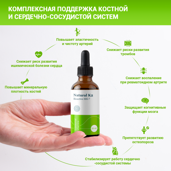 Липосомальный витамин К2 (BioActive MK-7) Liposomal Vitamins жидкость 50 мл