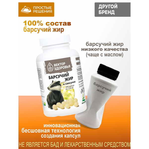 Барсучий жир  Простые решения 240 капсул