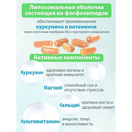 Комплекс «Мультивитамины», Липосомальный куркумин + 12 витаминов Простые решения 60 капсул