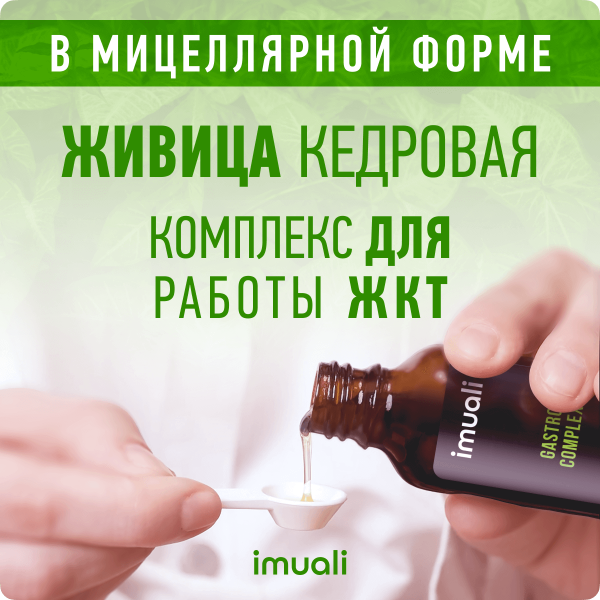 Живица кедровая в мицеллярной форме «Gastro Complex» (для работы ЖКТ) IMUALI 30 мл