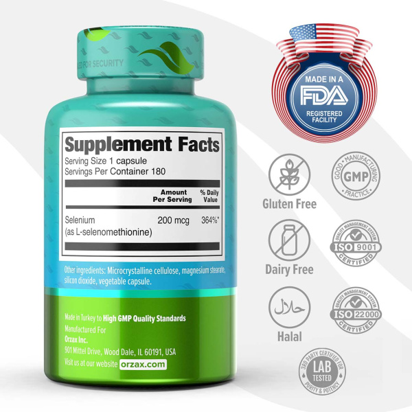 Селен  ORZAX 180 капсул